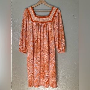 NWT Michael Michael Kors Tangerine Orange Midi Dress 3/4 Sleeves Size Medium